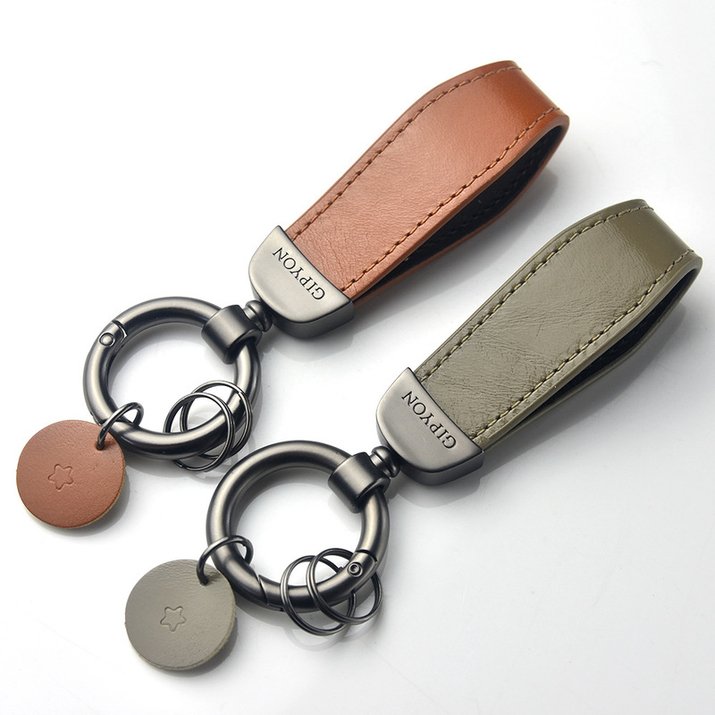 Keychain Keyring First-Layer Cowhide Leather Key Lanyard Car Pendant Key Ring Custom Logo Engraving Business Gift Keychain Keyring First-Layer Cowhide Leather Key Lanyard Car Pendant Key Ring Custom Logo Engraving Business Gift