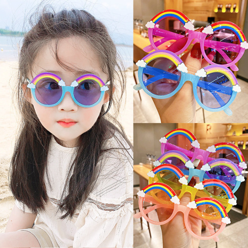 Children's sunglasses, girls' sun visors, Korean style cute cartoon rainbow baby glasses, boys and girls' personalized sunglasses