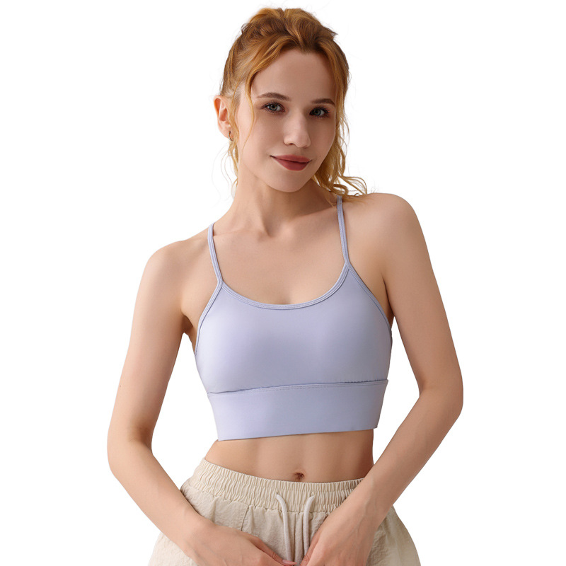 Ropa interior deportiva europea y americana, chaleco a prueba de golpes, tirantes, tops de fitness para correr desnudos, sujetador trasero sexy