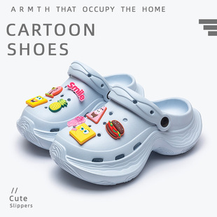 Spongebob Squarepants Platform Shoes Women's 2025 New Summer Outer Wear Non-slip Seaside Beach Shoes Height-increasing Sandals