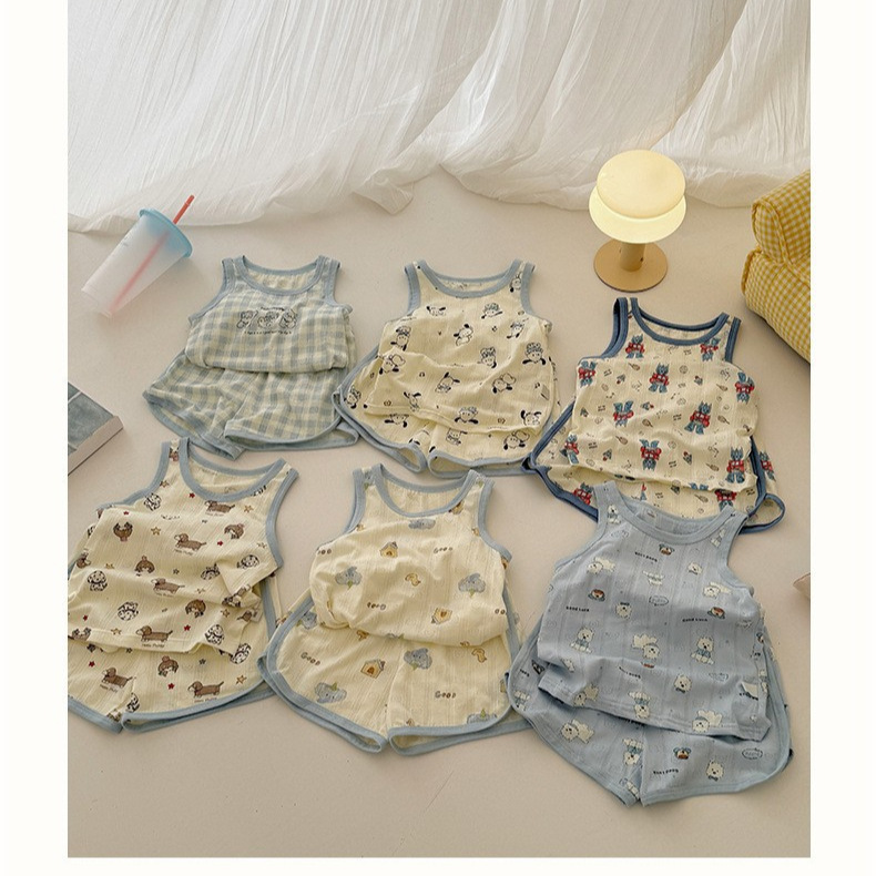 Heyhoney26 New Summer Children's Breathable Vest and Shorts Set for Boys and Girls -310012