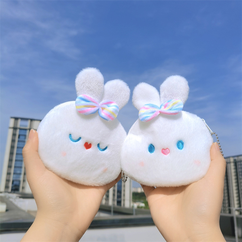 Women's Animal Plush Bowknot Zipper Kids Wallets display picture 3