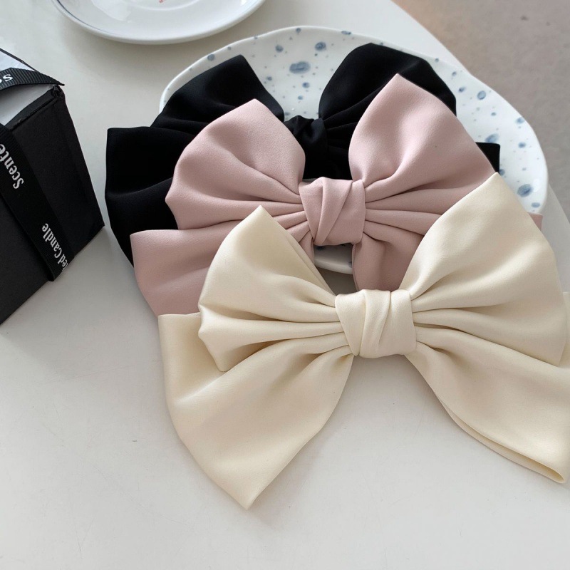 蝴蝶结夹子头饰发夹韩版缎面夏天百搭素色感布艺顶夹鸭发饰品