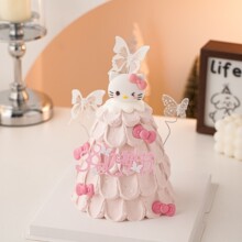 38女神节蛋糕装饰立体小猫摆件女神节快乐亚克力插件唯美蝴蝶装扮