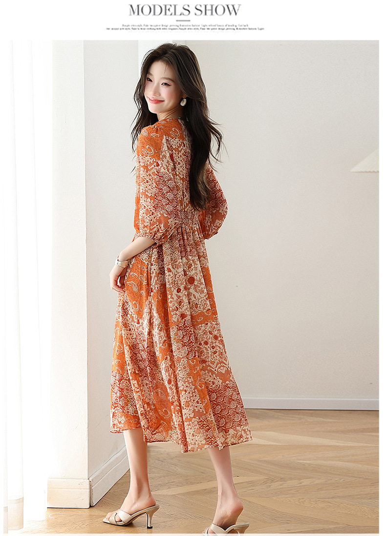 Đầm maxi nữ thắt eo họa tiết hoa nhí xòe lớn dáng suông — màu sắc, xanh lam chi tiết 17
