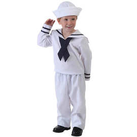 男童白色儿童海军水手服 舞台表演服装 儿童角色扮演服