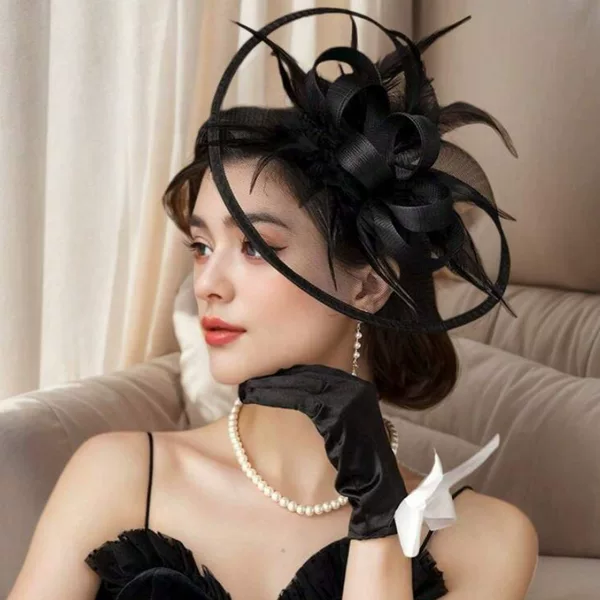 Temu Amazon Hot Sale Tea Party Vintage Feather Mesh Headdress Flower Kentucky Derby Race Festival Hair Accessories Headwear