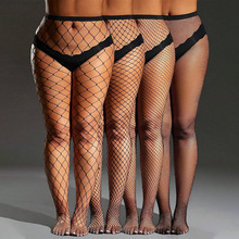跨境批发欧美加大码镂空性感袜加大码小中大特大网眼渔网连裤袜女