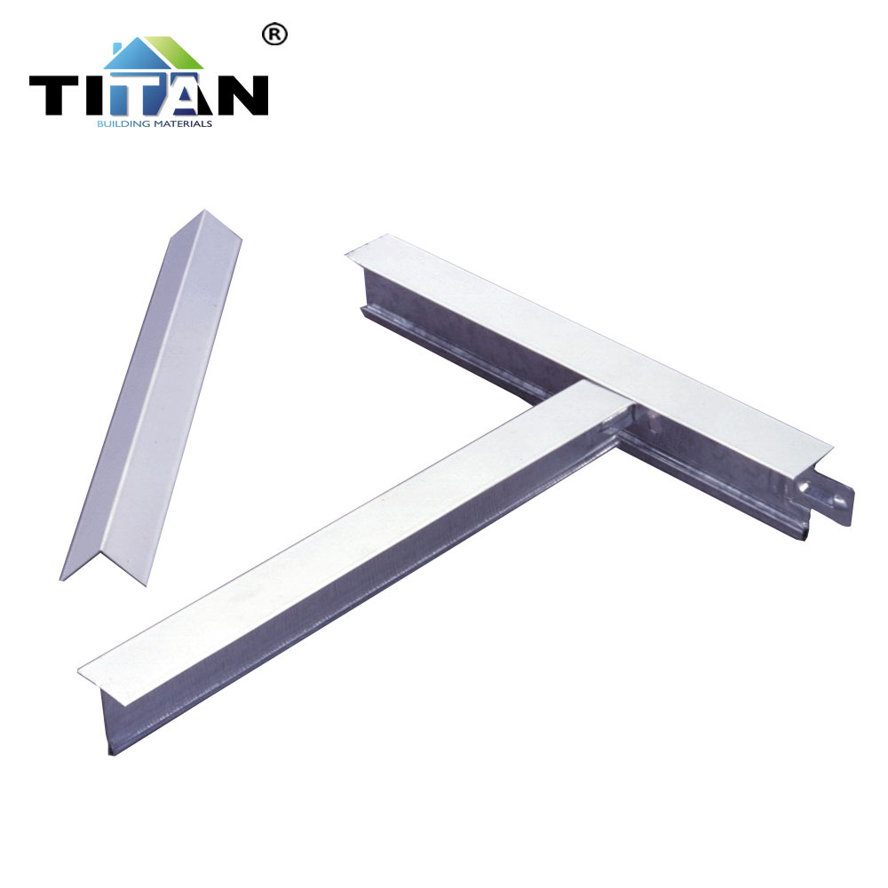 Ceiling T Grid Fabricante de quilla de pintura plana Techo de techo en forma de T Materiales de construcción quilla de acero ligero