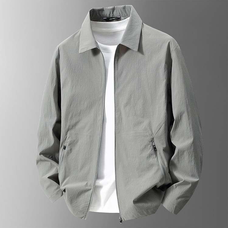 Sun Protection Jacket Summer New Solid Color Zipper Lapel Outdoor Fishing Clothing Young and Middle-Aged Men's Casual Sun Protection Clothing