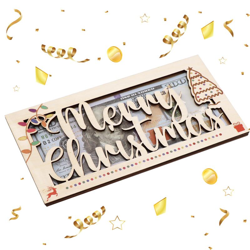 クリスマスマネークリップ現金ギフト木製現金封筒財布クリスマスDIYマネークリップパーティーお金の装飾|undefined