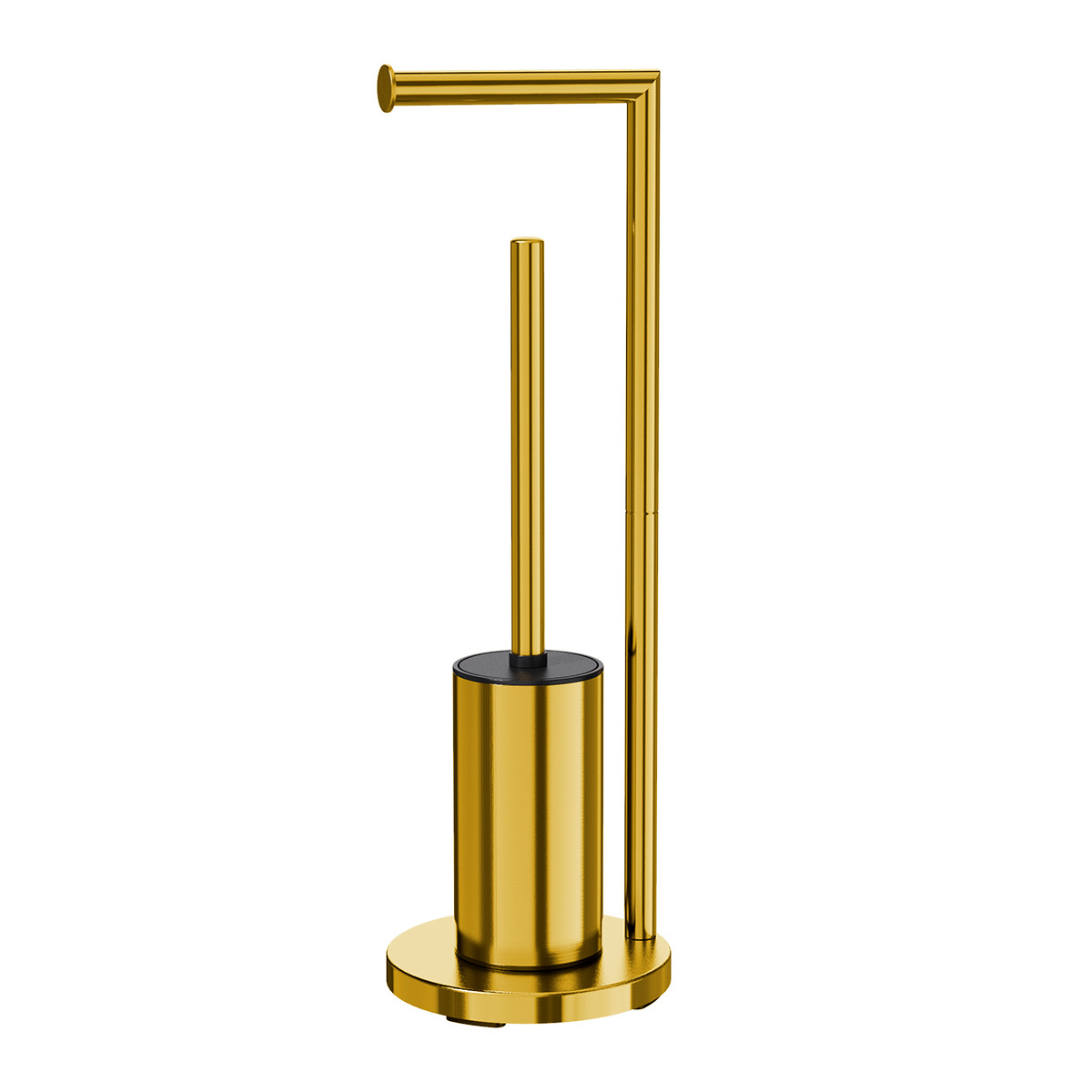 Cepillo de inodoro de piso dorado para el hogar, soporte de toallas de papel, soporte de rollo de papel integrado, cepillo de limpieza, soporte de papel higiénico desmontable