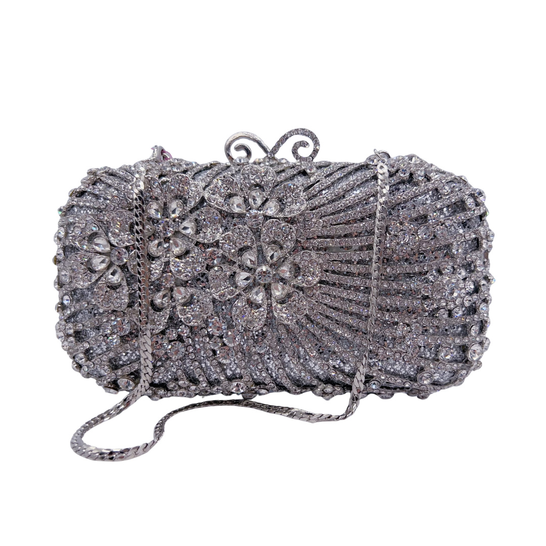 Túi clutch nữ đính đá dạ hội pha lê lấp lánh — màu vàng, bạc chi tiết 2