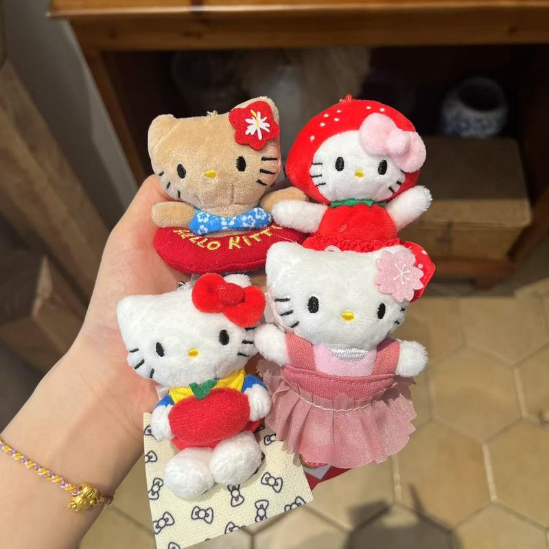 抱苹果kitty包包挂件钥匙扣可爱哈喽kt猫女生毛绒公仔|undefined