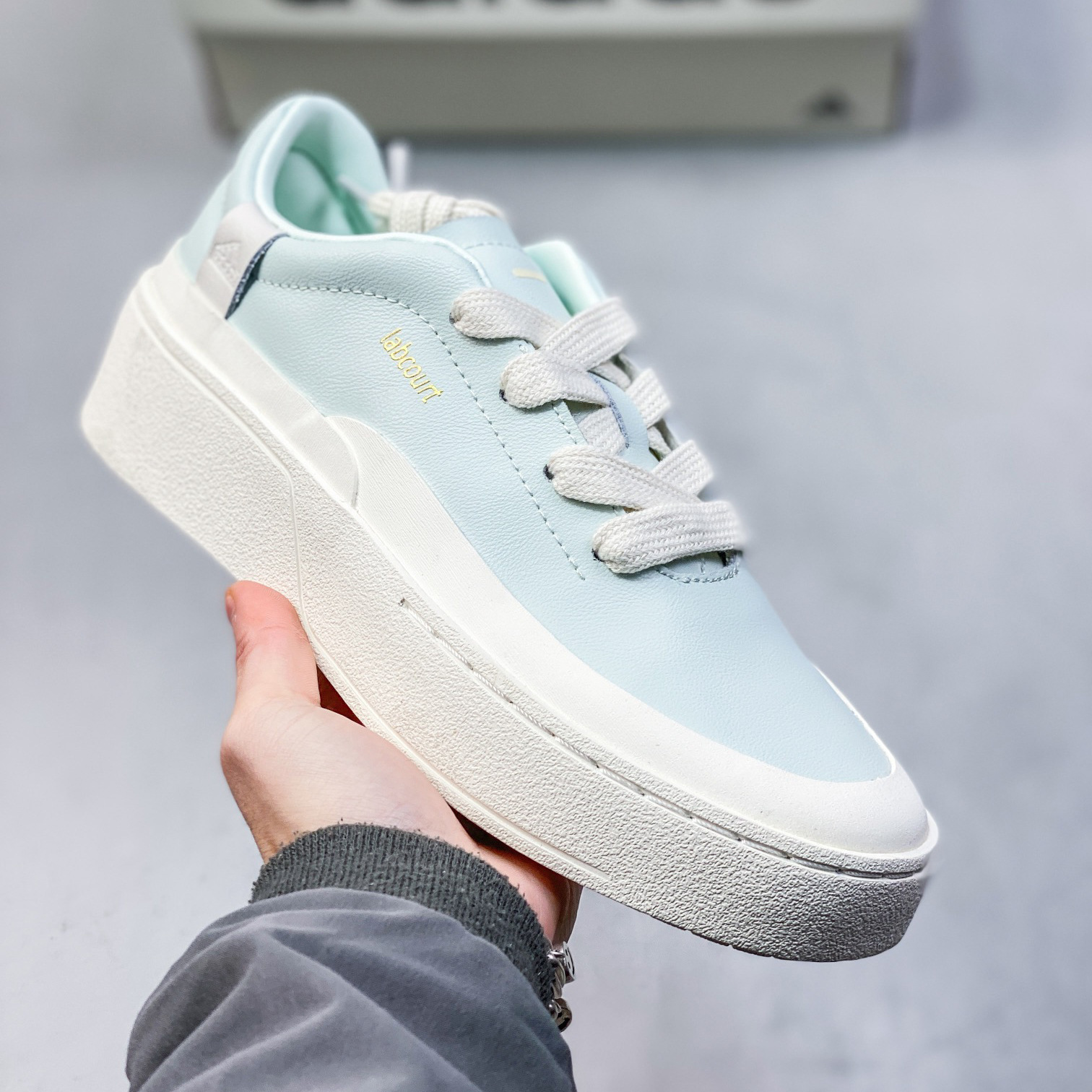 New LABCOURT Sneakers With Height-Increasing Leather Thick Soles, Women's Casual In Black And White, Versatile Couple_vogvips.com