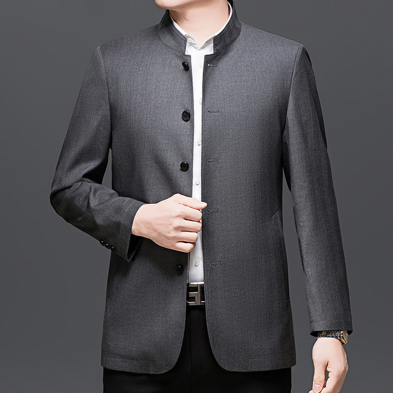 2026 Spring and Autumn New Style Lapel Wool Jacket for Men, Business Casual Middle-Aged and Elderly Dad's Outfit Jacket
