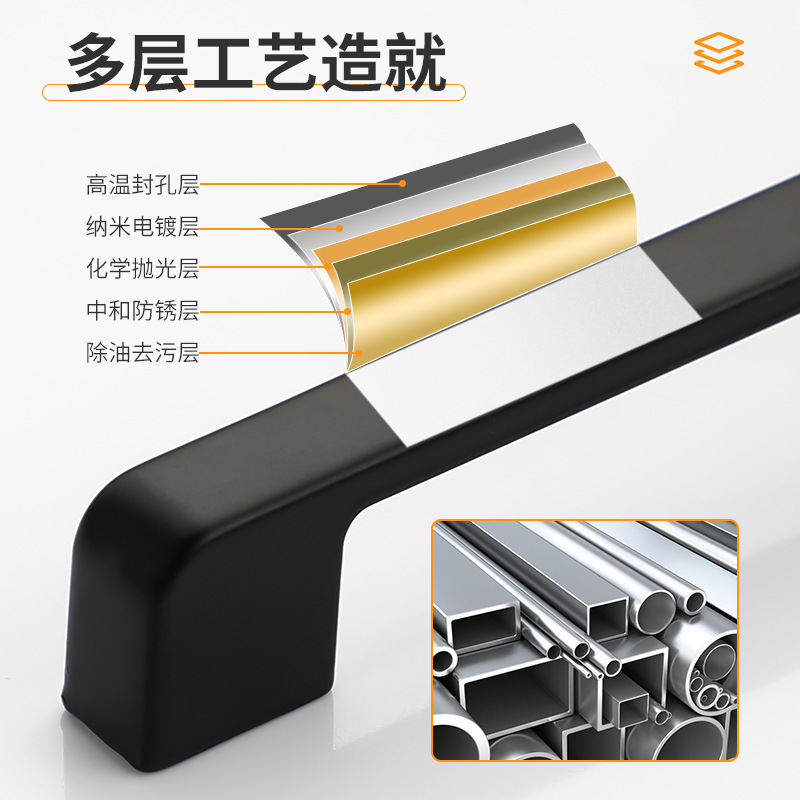 American black wardrobe cabinet drawer handle modern simple dark handle European style cabinet door single hole small handle