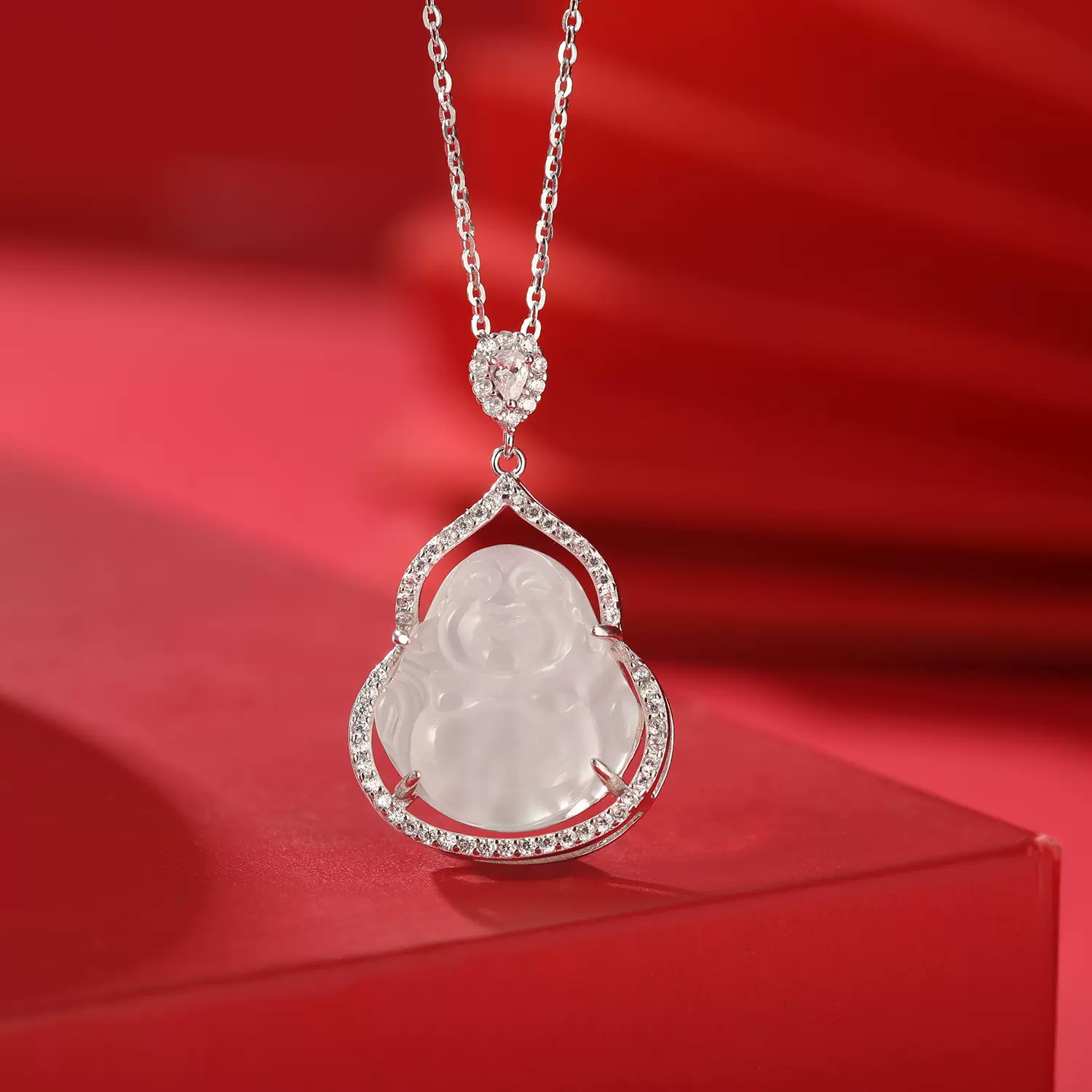 新款s925纯银项链女中式天然玉髓葫芦佛公吊坠轻奢小众简约配饰品