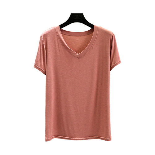 Modest women's short-sleeve summer thin V-neck T-shirt loose innerwear slimming versatile half-sleeve top basic shirt