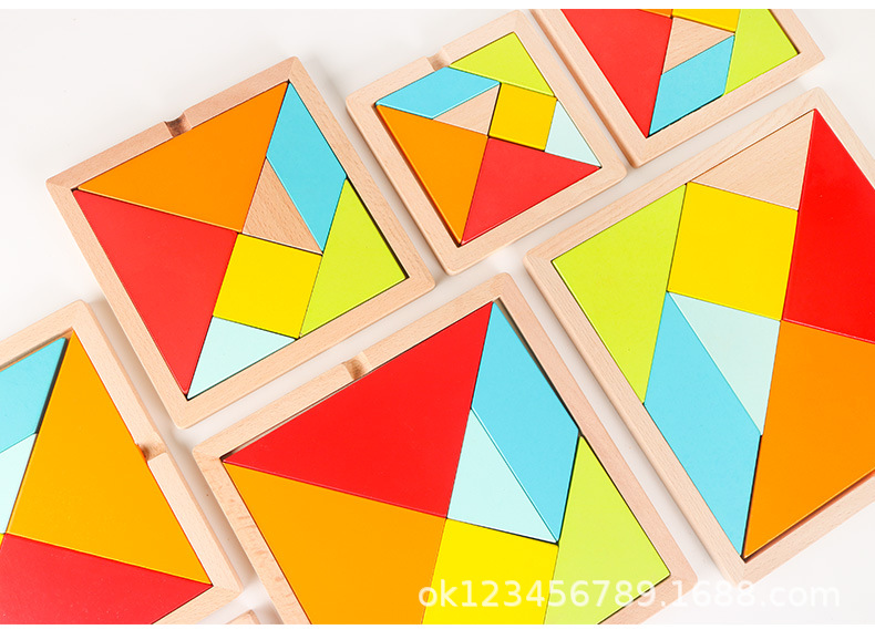 Kayın Ağacı Tangram Çocuk Bloğu Yapboz Yaratıcı Yapboz Ahşap Yapboz Oyuncak Bebek Erken Eğitim Öğretici Oyuncak