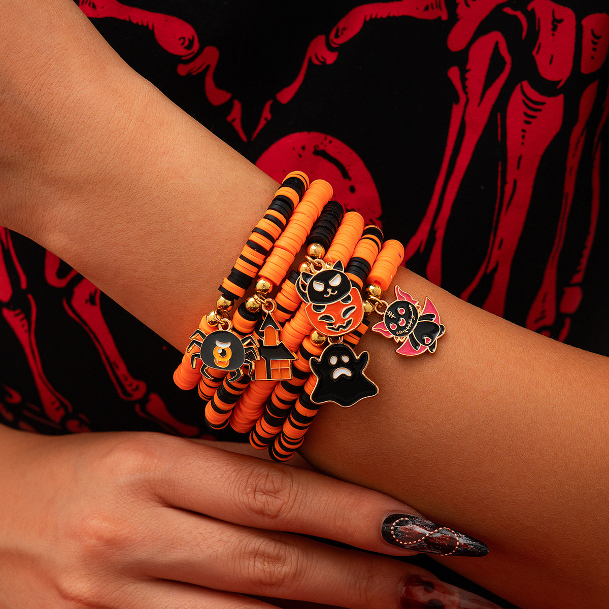 21g Weight Alloy Pendant Material Bracelets Classification CCB, Arylic, soft clay Chain Material 1 Set Quantity Festival Occasion CCB, Arylic, Alloy Material Halloween Festival Pumpkin, Bat, Ghost Pattern Women's Gender Beaded, Enamel Design Funny Style Funny Pumpkin Bat Ghost CCB Arylic Alloy Beaded Bracelets Wholesale 71