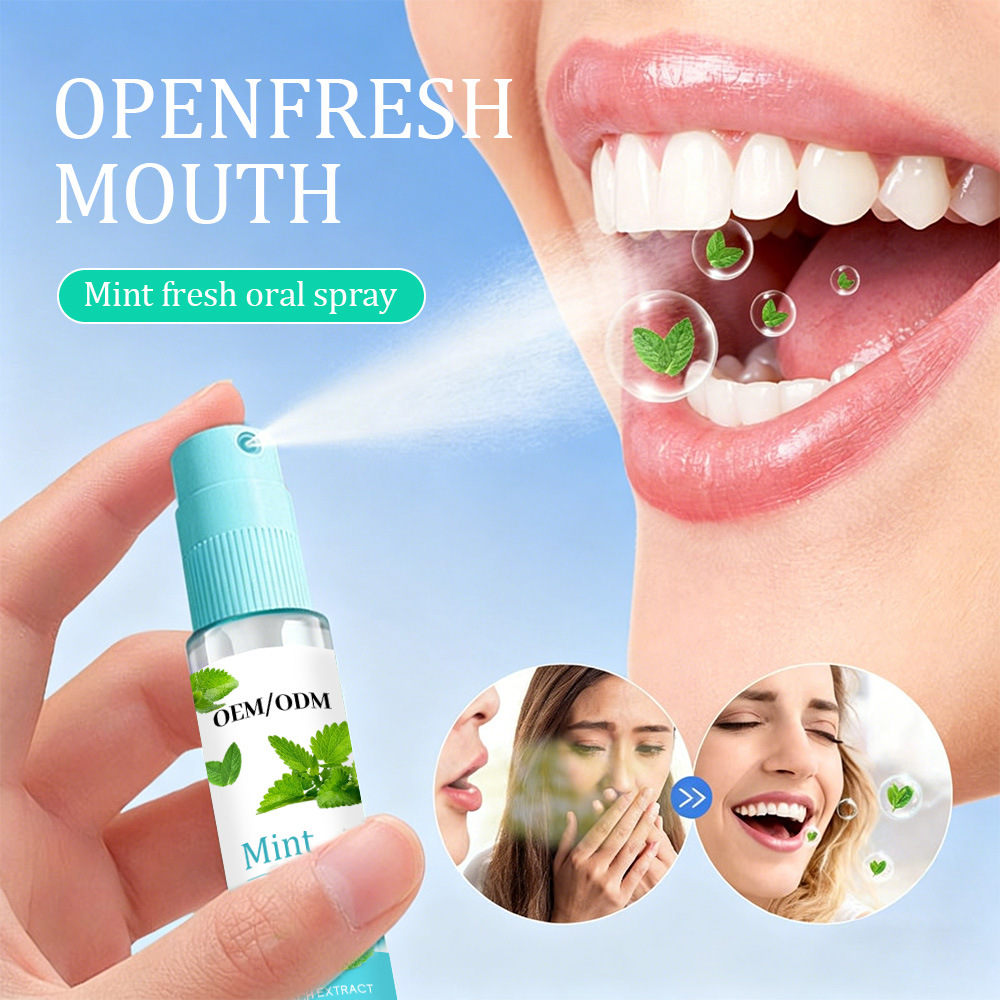 Cross-border foreign trade best-selling oral freshener to eliminate bad breath, fruit-flavored press-on oral spray, factory OEM customization