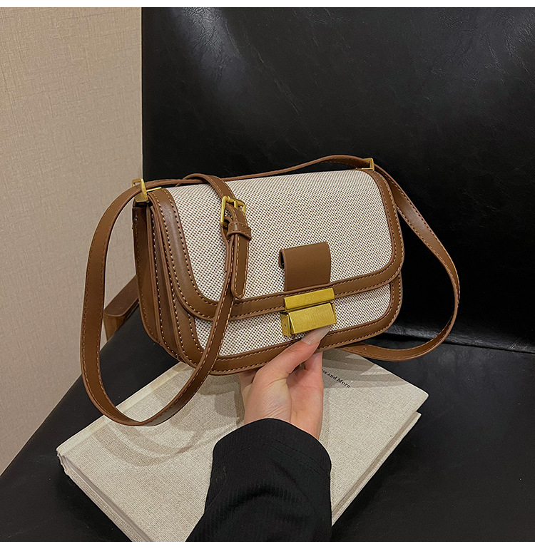 Nicho de diseño de lino empalmado bolso para mujeres 2025 nueva moda moda bolso pequeño de moda bolso casual simple mochila image 9