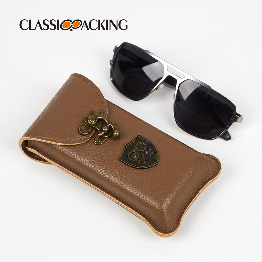 Caja de gafas de diseño original de fábrica patrón de Litchi PU material marco gafas de sol caja de almacenamiento logotipo imprimible