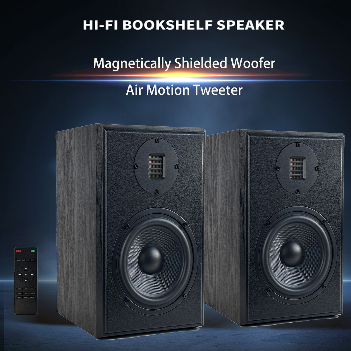 6.5inch Bookshelf Speakers Fever Hifi Home Theater Wooden Audio Desktop Computer Audio Pneumatic Tweeter
