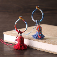 手作りのグラデーションカラーの指のバックルのフリンジペンダントのチベット式のキーホルダーのアクセサリーは文を包んでペンダントを遊びます。