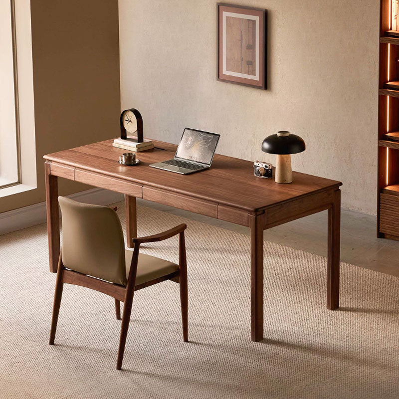 North American Black Walnut Solid Wood Desk, Light Luxury Office Study Desk, Nordic Modern Minimalist Study Desk, Writing Desk, Work Desk