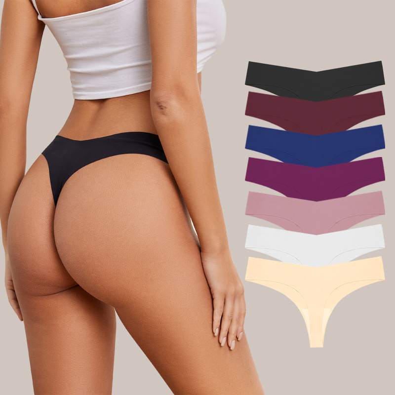 European and American One-Piece T-Shaped Sports Invisible Sexy T-Pants V-Shaped Waist Ice Silk Breathable Women's Low-Waist Seamless Underwear European and American One-Piece T-Shaped Sports Invisible Sexy T-Pants V-Shaped Waist Ice Silk Breathable Women's Low-Waist Seamless Underwear