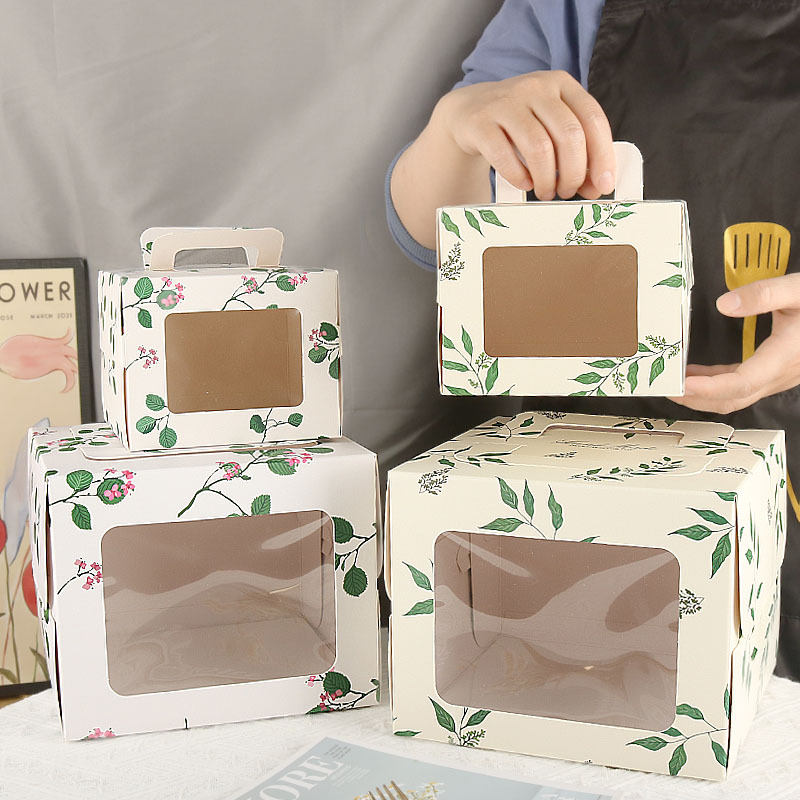 慕斯蛋糕开窗透明生日韩式烘焙包装盒4寸6寸手提方形小清新西点盒
