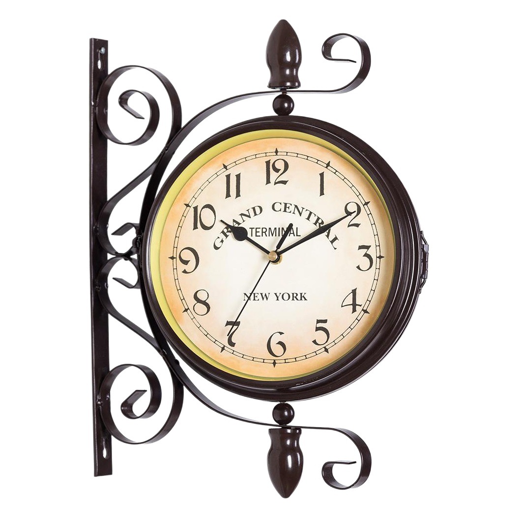 Reloj de pared de doble cara de hierro de estilo europeo creativo americano Reloj de pared de doble cara moderno minimalista sala de estar reloj de Casa reloj retro