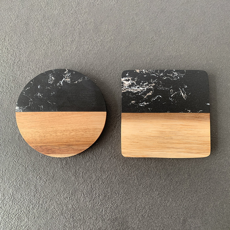 De mármol montaña de empalme de madera de acacia Ronda Plaza de café placemat té posavasos fábrica multi-forma multi-color fuente