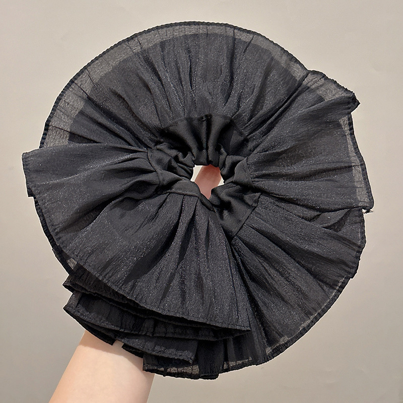 Corbata de pelo de intestino de lunares de crema grande coreana, gomas de goma de cola de caballo suaves para mujer, accesorios para el cabello de bola, accesorios para el cabello, cuerda para la cabeza
