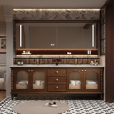 Комбинированный шкаф для ванной комнаты в стиле французского ретро середины века, встроенный умывальник из шифера, изогнутый под давлением, умывальник для ванной комнаты