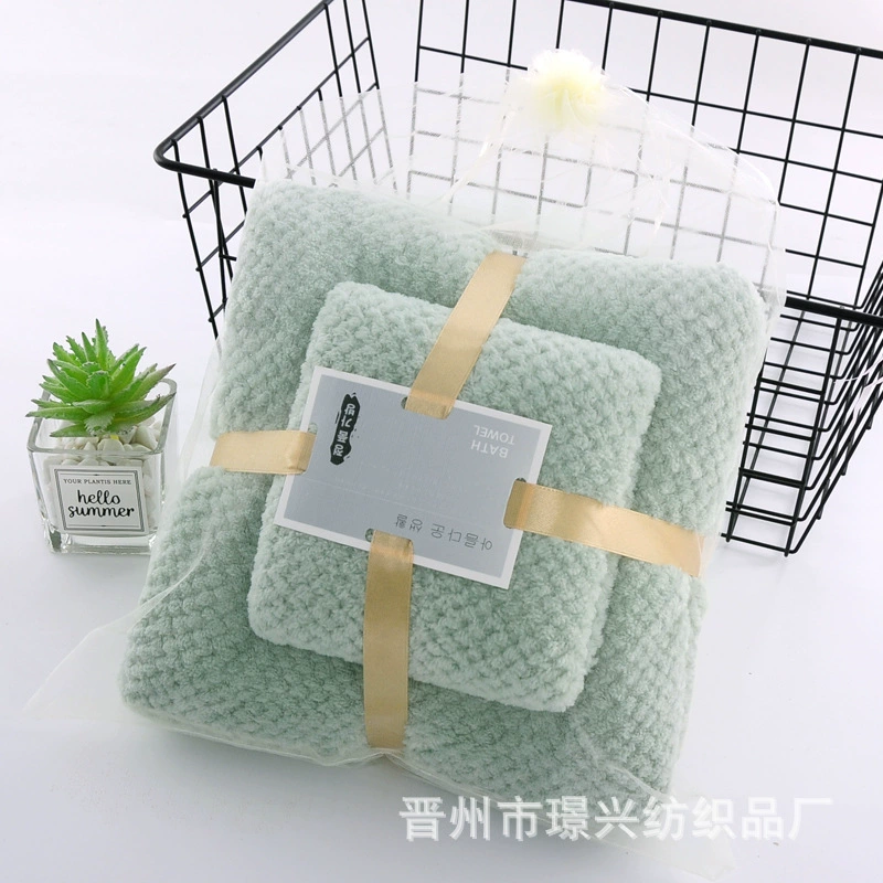 Coral bath towel for home use, soft set for adults