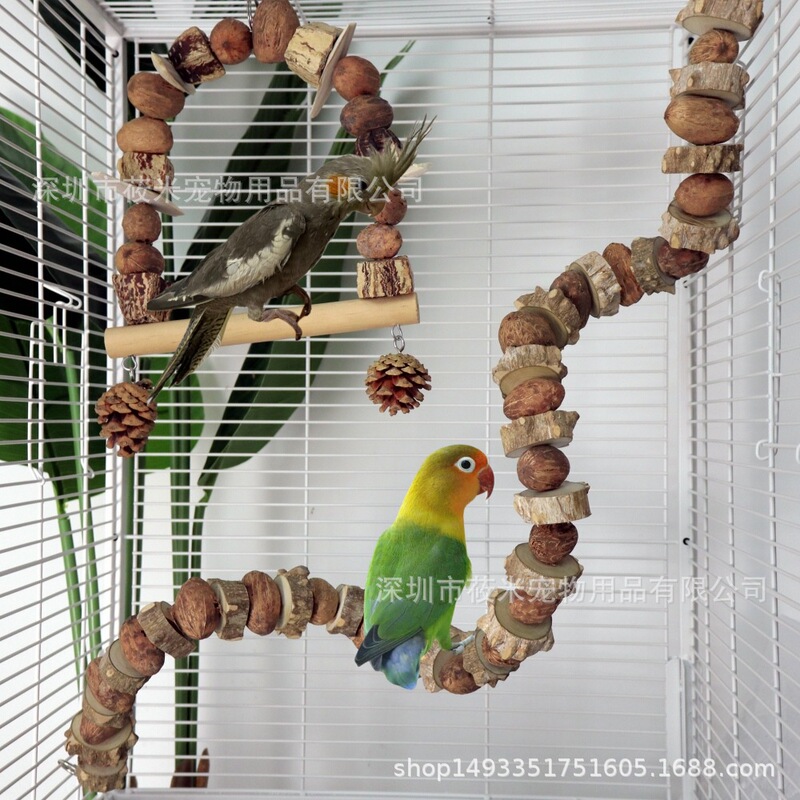 Parrot Toy Zanthoxylum bungeanum Wood Natural Nuts Bite Hanging String Cuttlebone Carambola Thousand Autumn Log Molar Teeth Soluble for Birds