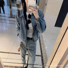 RL小马刺绣 粉标春秋季新款水洗复古牛仔夹克外套