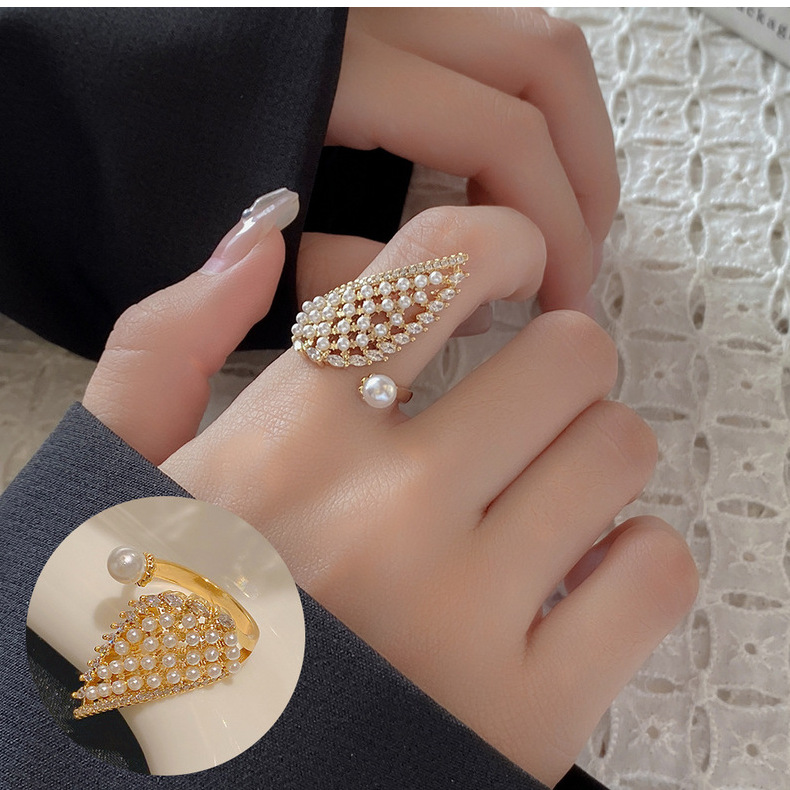 Simple Style Geometric Copper Inlay Zircon Open Ring 1 Piece