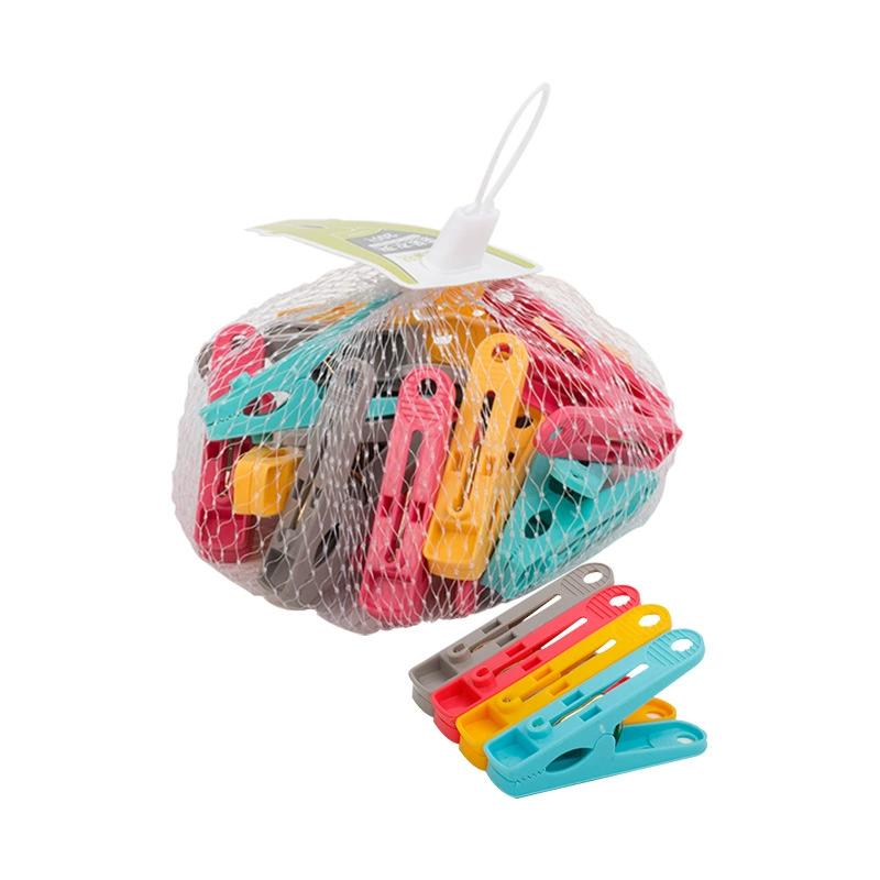 Windproof clothes hanger and clothespins 22101K mesh bag with 20 clothes drying clothespins plastic windproof clothespins
