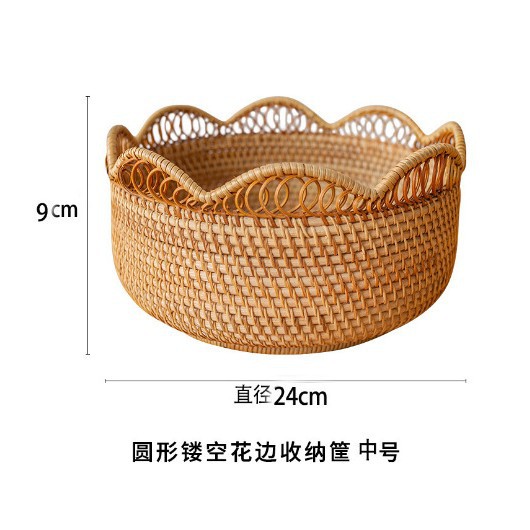 Liquidación: Cesta de mimbre para té y aperitivos, cesta de almacenamiento, organizador de aperitivos, productos de bambú y mimbre tejidos a mano para hoteles y hostales.