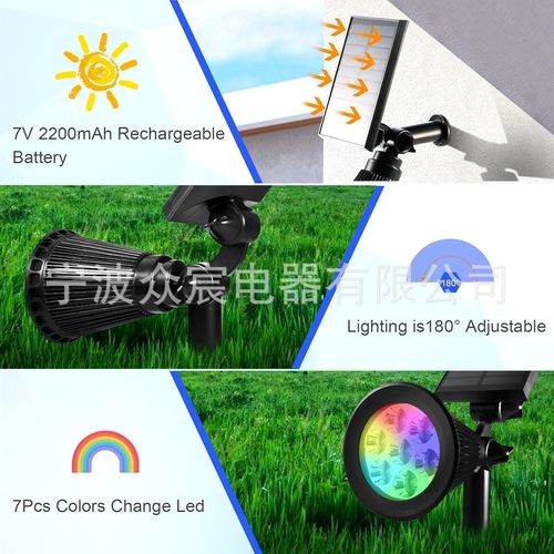 Color changing solar lights, 4LED/7LED spotlights multi-color solar Christmas lights outdoor waterproof decoration, sun