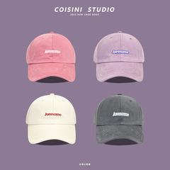 アメリカンソフトトップレター刺繍ピンクひさしキャップ女性用夏の学生カジュアル多用途日焼け止め野球帽男性用トレンディ