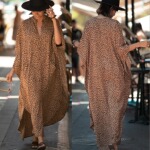 沙滩罩衫宽松扣子带口袋度假长袍外罩衫跨境亚马逊8612(24色）Y