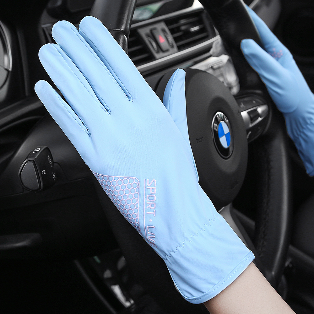 Guantes de protección solar para mujer verano al aire libre conducción deportiva protección solar fresco transpirable fino dedo completo guantes de pantalla táctil