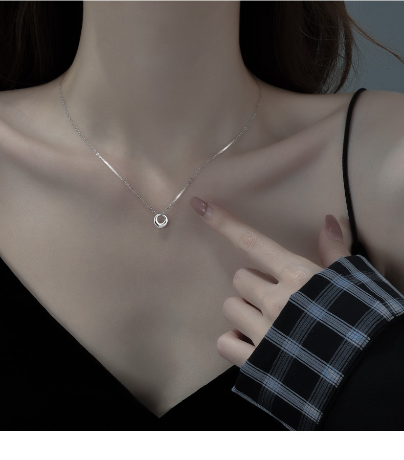 Minimalist Geometric Circle Necklace For Women Elegant Style_voghion.com