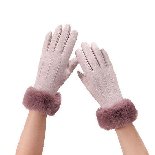 Winter Warm Women's Fleece Lined Touch Screen Cycling Gloves with Windproof Thermal Insulation