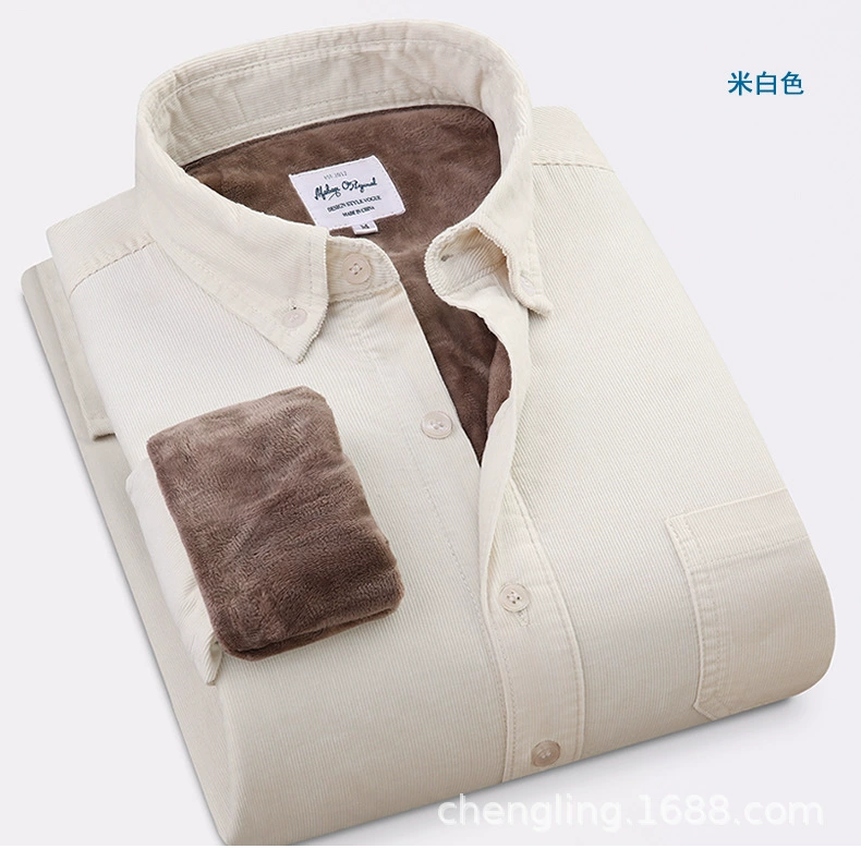 Corduroy velvet down Jacket, warm colour green shirt